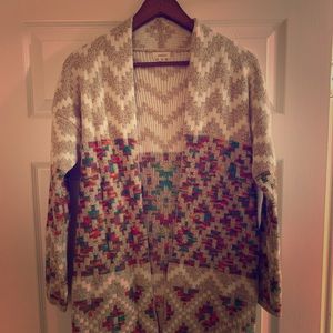 Virtually New Aztec Print Cozy Open Front Sweater